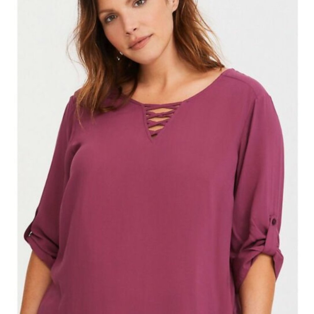 TORRID Warm Violet Challis Sleeve Blouse